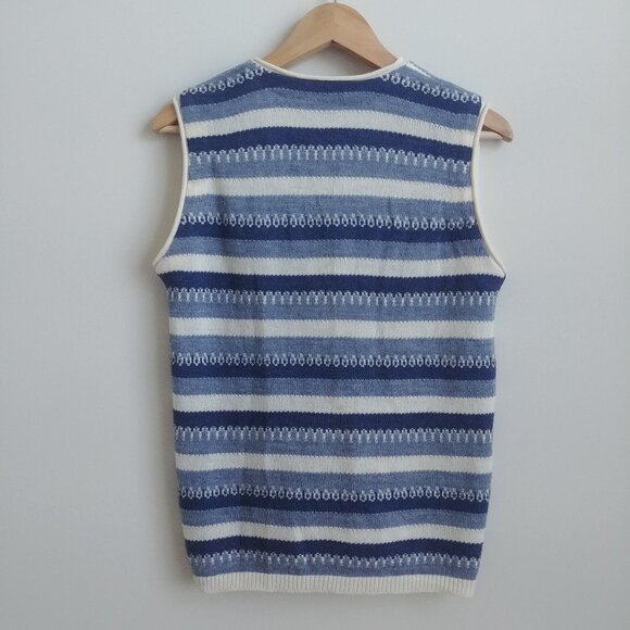 Vintage made in Canada button down blue white striped sweater vest Small - Picture 11 of 16